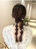 ツイン編みおろし結婚式ヘアアレンジ/SHINJYO