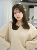 レイヤーカットハッシュカットオリーブベージュ