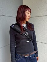 ヘアーアイストゥーレ(HAIR ICI TRE)&nbsp;ハッシュカットブリーチなしダブルカラーボルドーレッド