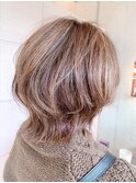 マロンベージュ*ダブルカラー*外ハネくびれウルフ★春日部