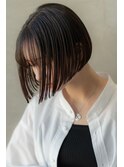 20代30代大人可愛い黒髪前下がりボブ/前髪