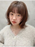 【北澤華】オリーブベージュウェットヘアボブ/縮毛矯正