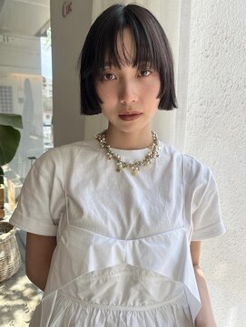 ピクス ヘアー(PIX HAIR) 暗めオリーブブラウンカラーのパツっとbob