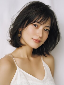 黒髪/クラゲヘアー/オリーブグレー/小顔/ココアベージュ/川西
