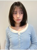 レイヤーボブ ハッシュカット ワンレン ダークブルー