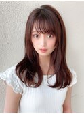 小顔ワンカール シースルーバング ベージュカラーレイヤーカット