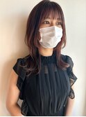 ピンクブラウンにレイヤーカット