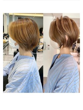 アンド ストーリーズ(&STORIES) 大人可愛い小顔ひし形クビレ丸みボブ20代30代40代大人ショート