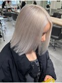 11364ニュアンスカラーホワイトブロンドシルバーアッシュボブ