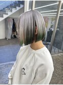 ミニボブカットコントラストカラーホワイトシルバーカラー
