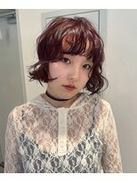 フォト イケブクロ(foto IKEBUKURO)&nbsp;◯レッドカラーのボブ/パーマ風スタイリング/秋冬柔らかく
