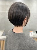 大人可愛い20代30代40代黒髪前下がりショートボブ丸みショート◎