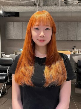 カフ(CAF) CAF FUKO オレンジカラー/暖色系/ロングレイヤー/大阪心斎橋