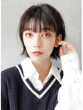 ギークス(GEEKS) 【GEEKS渋谷】くびれボブ/黒髪/前髪あり/就活ヘア/耳かけボブ/艶