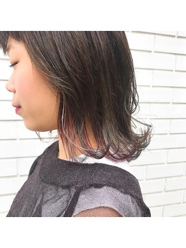 フェンヘアーアイス 中目黒(Fen.hair ici) 切りっぱなしボブ ミディアム インナーカラー