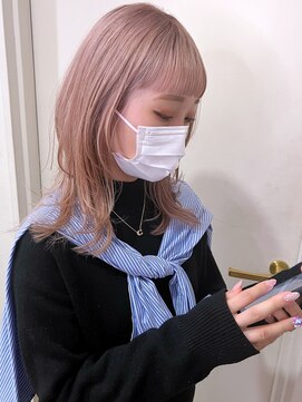 グリット(Grit) ミルクティーピンク × ウルフカット【Grit神戸元町店】