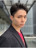 オールバック　黒髪　ニュアンスパーマ　短髪