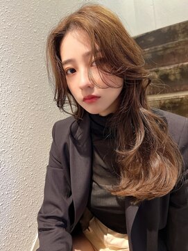 アンジェリカラボ 梅田店(ANGELICA LABO) 韓国風くびれレイヤーカット×グレージュ×透明感ブラウン川又