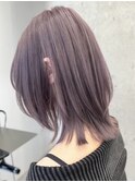 渋谷ブリーチカラーミディアムボブラベンダーベージュカラー韓国