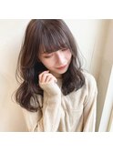 暗髪ラベンダーゆるふわミディアム/シアーカラー/韓国風