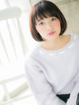 ブルー(BLUE) シースルー前髪ニュアンスカラー前下がりボブ20代30代40代c水戸