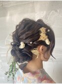 浴衣に合わせた ヘアセット