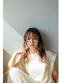 レイヤーセミロング＊透け感バング大人可愛いハニーベージュ