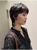黒髪マッシュウルフ×ニュアンスパーマ