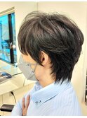 爽やかスマートマッシュウルフ×パーマ　メンズ20代30代40代
