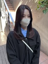 ジェノ(JENO by apish) 黒髪/グレーベージュ/レイヤーロング/前髪パーマ