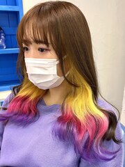 【SENA】インナーミックスカラー イエロー ピンク パープル