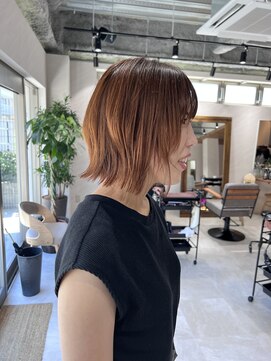 アドア 横浜(ADORE) 【ADORE横浜】オレンジブラウン×切りっぱなしボブ