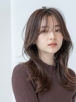 20代30代大人かわいい/レイヤーロング/グレーベージュ/前髪/小顔