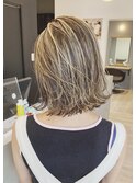 ボブ/ハイライト/プラチナカラー【堺、深井】