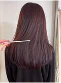 深めのカシスレッドカラー/ロングレイヤー/レイヤー/顔周り