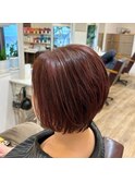 大人のショートボブ×秋色ボルドー