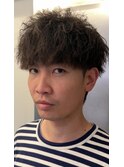 刈り上げセンターパートフェザーパーマサーフカールs