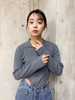 ラロ(raro)&nbsp;韓国風レイヤーミディ顔まわりカットブラウンベージュ