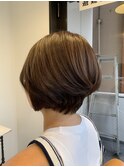 内田有紀風ハイライトショートボブ　アッシュブラウン