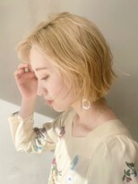 明るめベージュボブ_グレージュカラー_ba323671