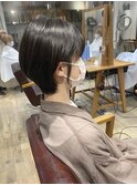 ショートボブ ショート 丸み 前髪 小顔 20代 30代 黒髪 ボブ