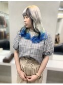【.eer/ディア】水色×抜きっぱなしブロンド/デザインカラー