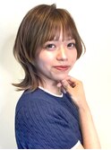 レイヤーカット/デザインカラー/オリーブベージュ/ウェットヘア