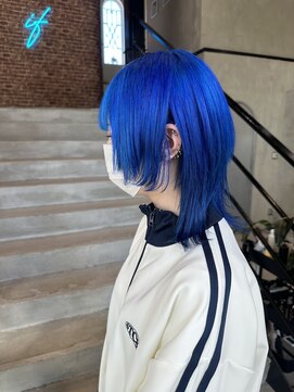 if ブルー/ウルフカット