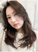 姫カットレイヤーミディアムレイヤーアプリコットオレンジ　A