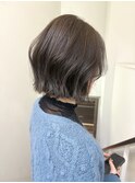 ミディアムボブ長め韓国外国人風ヘーゼルベージュマロンベージュ