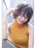 大人かわいい前髪セシルカットココアブラウンフリンジウェーブ