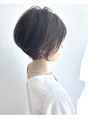 マロンブラウン×丸みショート