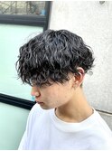 波巻きパーマ　マッシュ