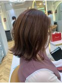 大人かわいいワンレン切りっぱなしくびれボブ